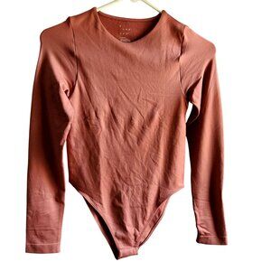 A New Day Rust Long Sleeve Bodysuit X-Small Cotton Blend Machine washable